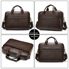 Genuine Leather Men's Briefcase for Laptop and Business