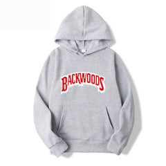 Men's Pullover Hoodie with BACKWOODS Print (Hip-Hop)