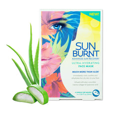 Sunburnt Ultra-Hydrating Face Sheet Mask Advanced Sun Recovery Treat Dry Sun Damaged Skin For After Sun Exposure Much More than Aloe Soothes and Rehydrates Hot Dry Skin (4 single use masks)