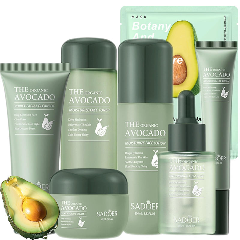 Avocado Skin Care Set 11-In-1 Skincare Gift Set With Facial Cleanser Face Serum Face Cream Eye Cream Toner moisturizing lotion& Facial mask. Anti-Aging Skin Care Kit For Women Men