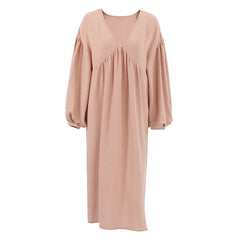 Autumn Long Sleeve Sleep Dress with V-Neck for Women