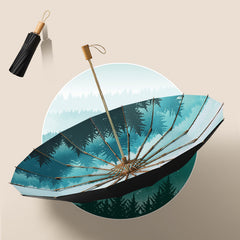 Retro Windproof UV-Resistant 16-Rib Folding Umbrella