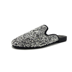 Korean Fashion Half-Length Slippers with Sequined Bow