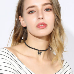 Trendy Butterfly Pendant Choker Necklace for Women