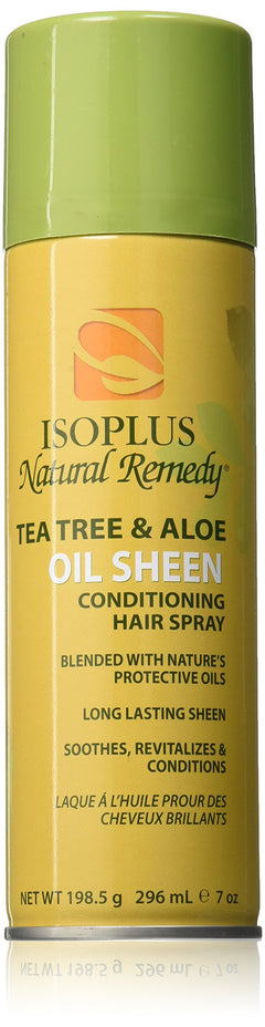 Isoplus Natural Remedy Tea Tree & Aloe Oil Sheen Conditioning Hair Spray 7 Oz