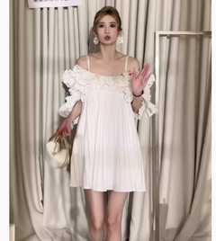 One-Shoulder Ruffled Lace Strap Dress