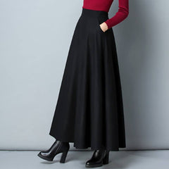 Women's Mid-Length Woolen Swing Skirt for Fall/Winter