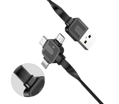 3-in-1 Fast Charging Cable for iPhone & Android Devices
