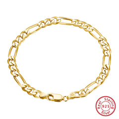 S925 Sterling Silver 5mm Figaro Chain Choker Bracelet