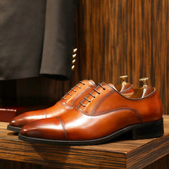 Men's Classic Three-Joint Leather Lace-Up Shoes