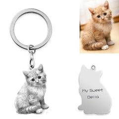 Custom Pet Photo Keychain with Stainless Steel Pendant