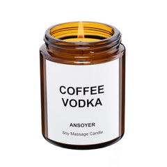 ANSOYER Massage Oil Candle Romantic Gift SPA Use Home Scented Candle Body Oil Ultra Hydrating Body Care with Soybean Oil 4.5oz (Coffee Vodka)