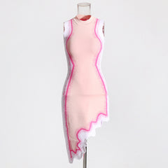 2024 Gradient Irregular Wave Hem Knitted Dress