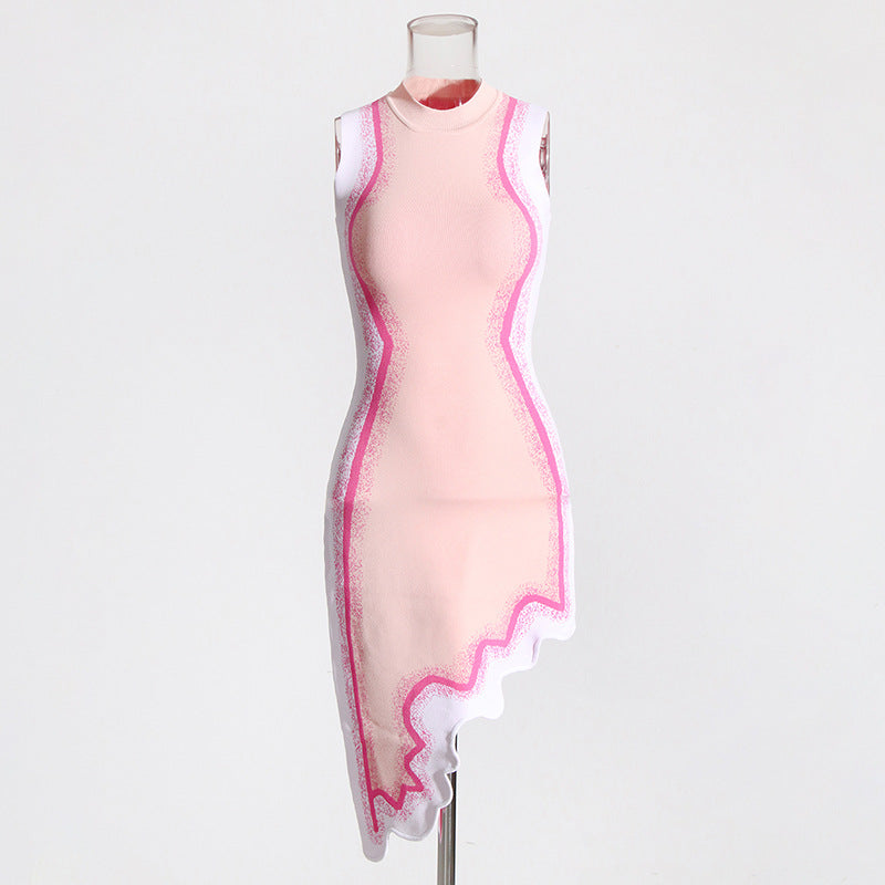 2024 Gradient Irregular Wave Hem Knitted Dress