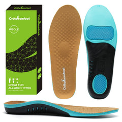 OrthoComfoot Plantar Fasciitis Shoe Insoles Arch Support Insoles for Women & Men 220+ lbs Heavy Duty Athletic Gel Shoe Inserts Pain Relief & Comfort High Arch Support Size 12 Men/14 Women