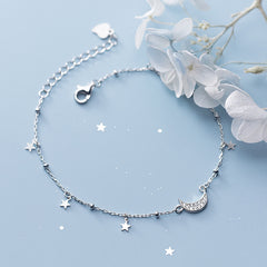 Minimalist Star and Moon Bracelet with S925 Silver