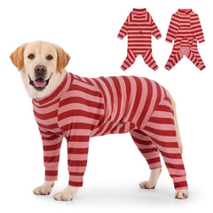 Dog Coats Autumn Winter Jumpsuit for Large Medium Dogs Warmer Recovery Suit Polar Fleece Dog Bodysuit Lightweight Pajamas Pullover Stretchy Onesie Four-Legged Cold Weather Clothes (3XL Xmas)
