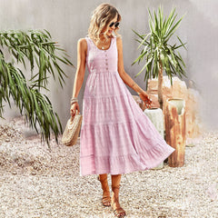 Ladies Vintage Boho Sleeveless Summer Dress Outfit