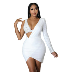 Rhinestone One-Shoulder Dress for Women