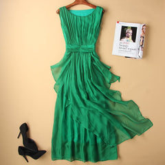 Slim Fitting White Silk Maxi Dress