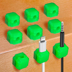 9pcs Magnetic Cable Clips Cord Holder(Glow-Green) - FonPeak Ultra-Adhesive Desk Cord Organizer for Max 7.5mm/0.3 inches Cables Suit for Desktop Nightstand Home Office Car and Wall
