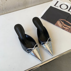 Color-blocking Pointed High-Heeled Sandals