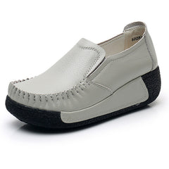 Comfortable Black Genuine Leather Women's Slip-On Loafers