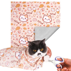 Ameami Cat Wrap for Cutting Nails Cat Grooming Wrap for Calming & Holding Cat Cat Restraint for Nail Clipping to Anti-Bite & Scratch Anti-Escape Self-Adherent Cat Swaddle Wrap