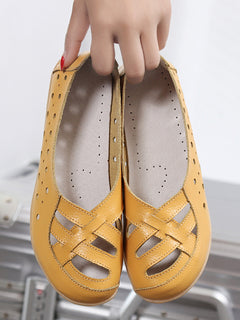 Fashionable Genuine Leather Slip-On Flats for Women