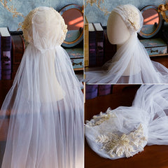 Cute Bride Handcrafted Embroidered Sequin Veil Hat