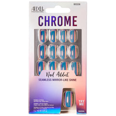 Ardell Nail Addict Chrome Press On Nails Moon Short Round Shape Nail Kit 1-Pack