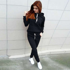 Women's Casual Sports Set - Hooded Long Sleeve Outfit