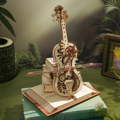 Mysterious Wooden Cello Mechanical Model DIY Gift Toy