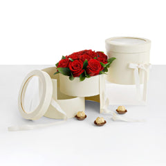UNIKPACKAGING Premium Quality Round Flower Box 2 TIER Gift Boxes for Luxury Flower and Gift Arrangements with Lids Size 7.8 dia. x 7 inch for Luxury Style Flower Arrangements (Pastel Yellow)