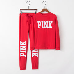 Slim Fit Letter Print Sports Two-Piece Set for Women