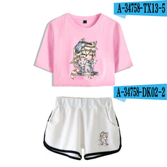 2D Custom Gacha Life Crop Top and Shorts Set