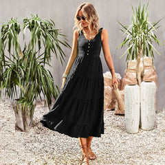Ladies Vintage Boho Sleeveless Summer Dress Outfit