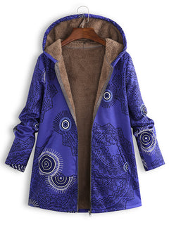 Hooded Plush Jacket with Print and Cozy Design