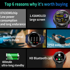JingTider Rugged Outdoor Smart Watch with AMOLED Display