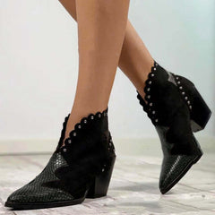 2020 Women's Pointed Toe Chunky Heel Ankle Boots