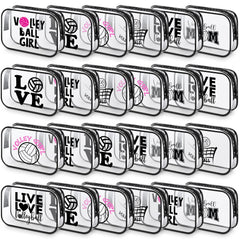 Abbylike 24 Pcs Waterproof Cosmetic Bag 7 x 4.7 x 2.4 Makeup Bag Cosmetic Toiletry Zipper Pouch Clear Zipper Case for Women(Volleyball)
