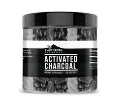 Activated Charcoal Capsules 200 Capsules (525 MG per Serving) (33-Day Supply) by Earthborn Elements Odorless & Non-Toxic Powder for Detox Cleanses