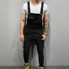 Men's Denim Overalls and Casual Biker Pants Trousers