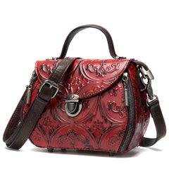 Vintage Embossed Leather Women's Shoulder Bag