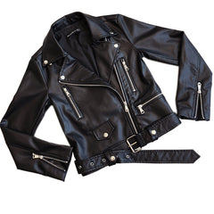 Women's Short PU Leather Motorcycle Jacket 2018 Style