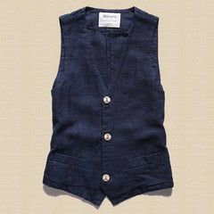 Men's Linen Vest and Cotton-Linen Sleeveless Jacket