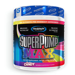 Gaspari Nutrition Super Pump Max Pre Workout Supplement 40 Servings Sustained Energy & Nitric Oxide Booster Supports Muscle Growth Recovery & Replenish (40 Servings Rainbow Candy)