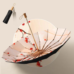 Retro Windproof UV-Resistant 16-Rib Folding Umbrella