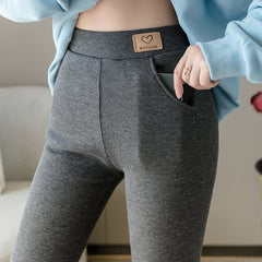 Plus Size Solid Grey Stretch Pocket Leggings