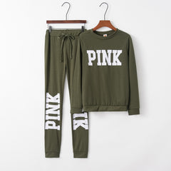 Slim Fit Letter Print Sports Two-Piece Set for Women